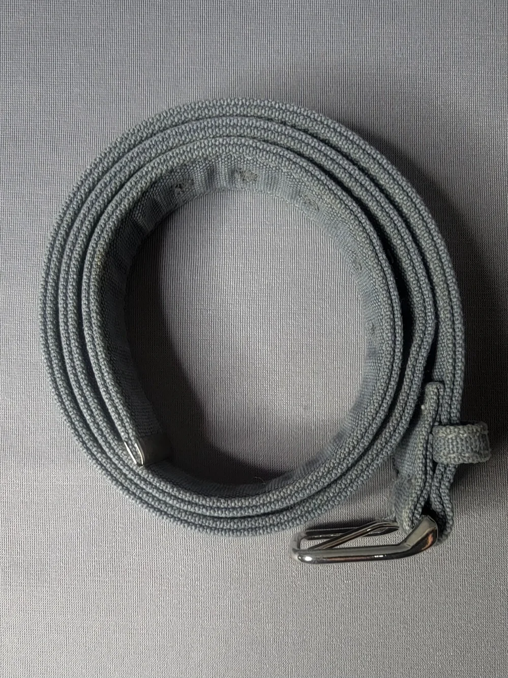 Alexander Olch Men's Canvas Belt in Light Gray with Silver Buckle Size M